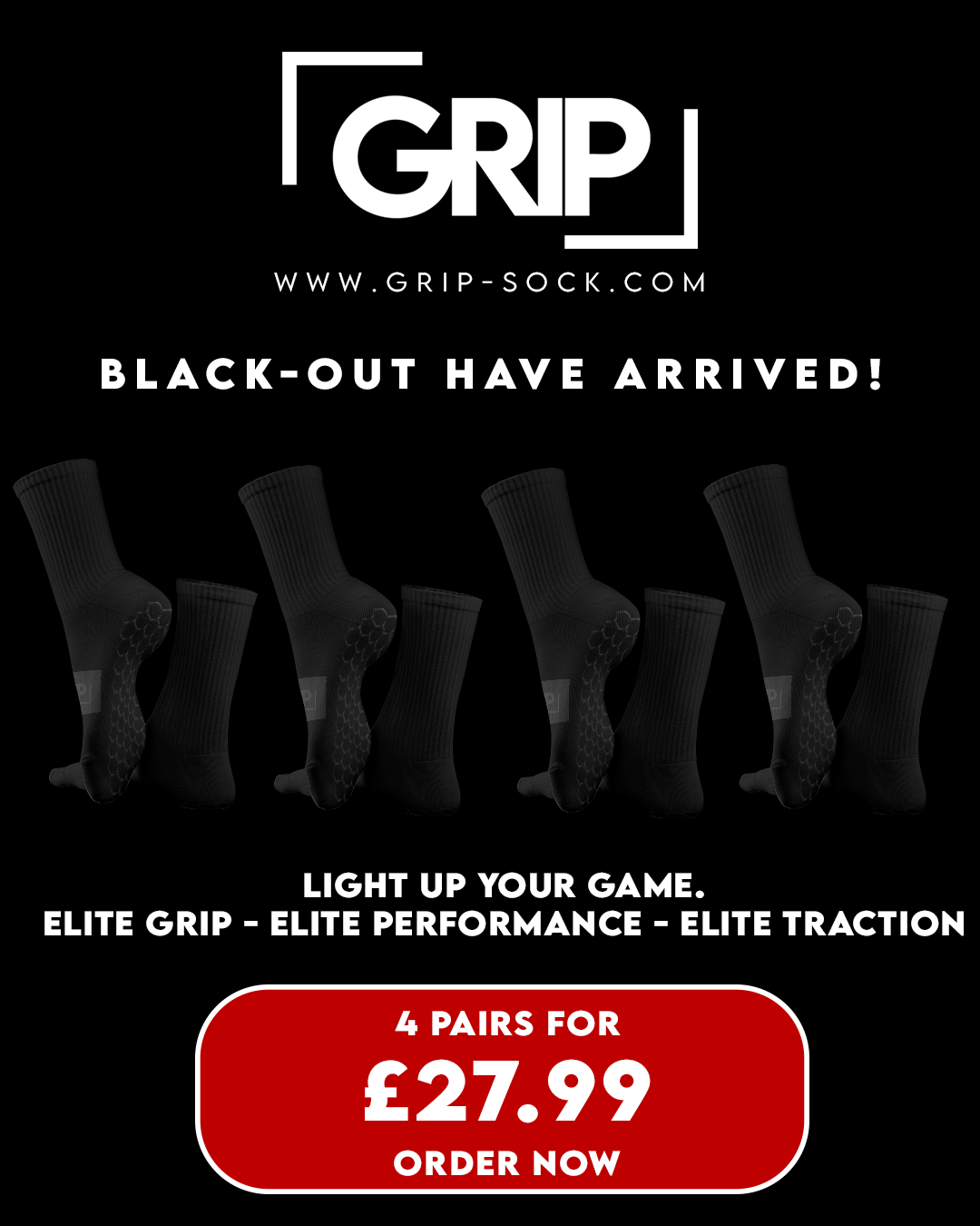 BUNDLE OF 4 GRIP PERFORMANCE PRO V1 BLACKOUT