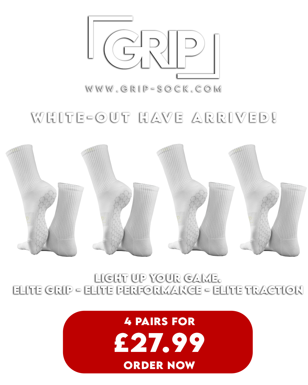 BUNDLE OF 4 GRIP PERFORMANCE PRO V1 WHITEOUT