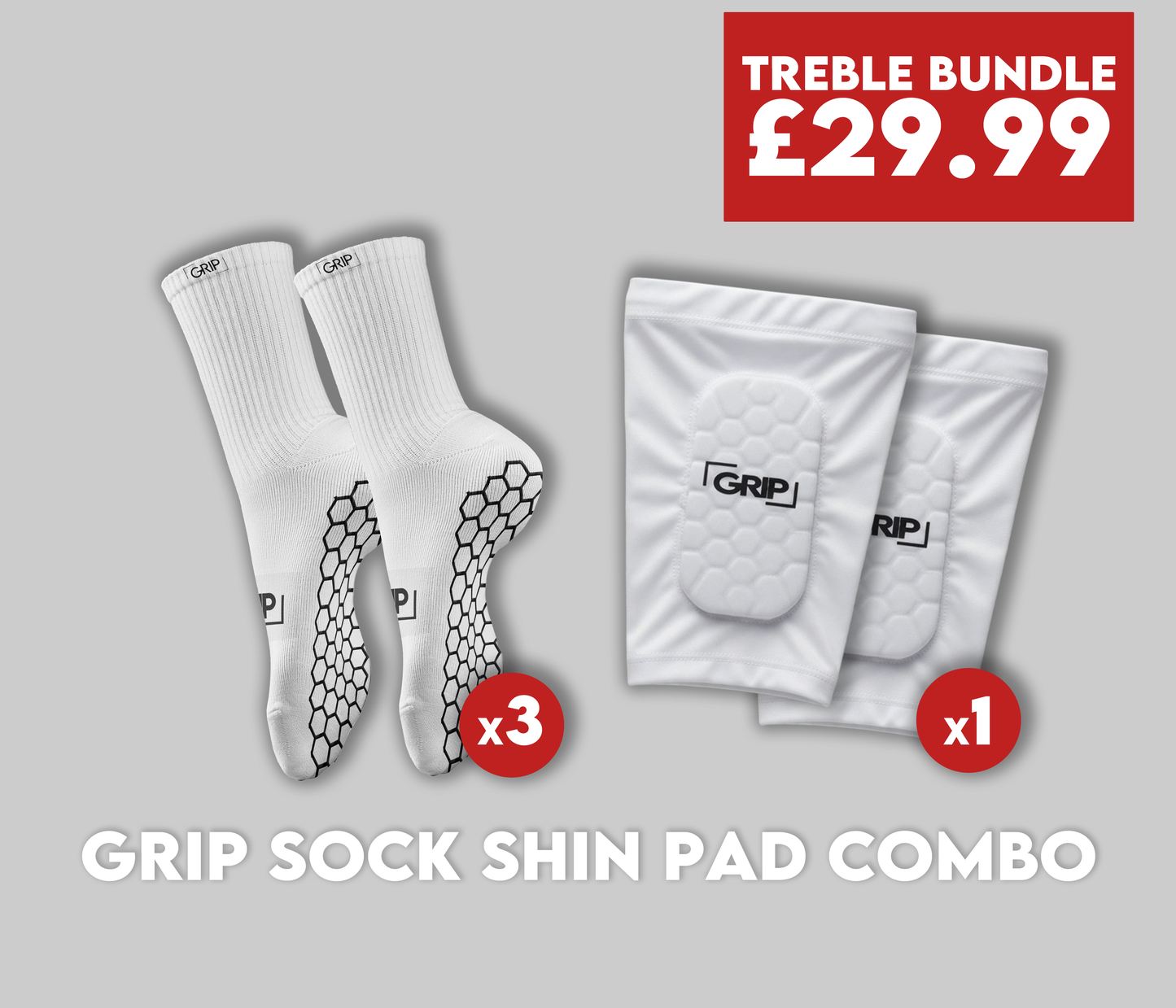 Velocity Match Day Bundle – Shin Pads & Grip Socks Treble